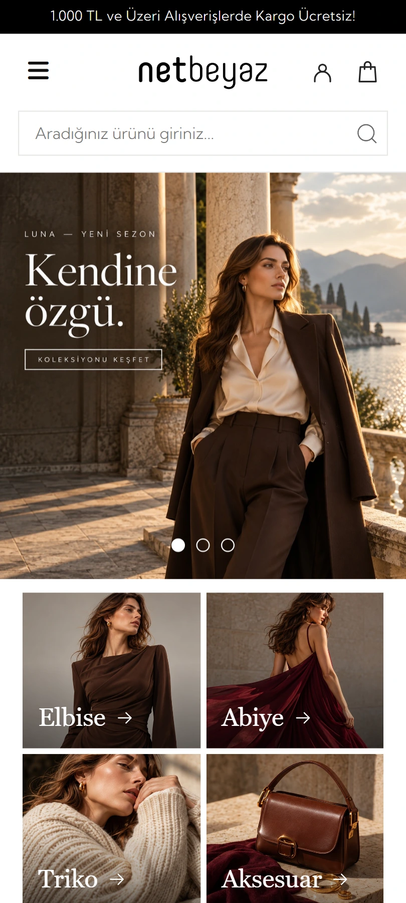 Ana sayfa mobil görünümü